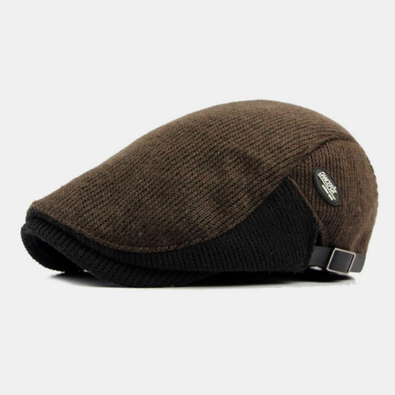 Herre Ull Pluss Tykk Hold Varm Stripemønster Uformell Forward Hat Beret Hat