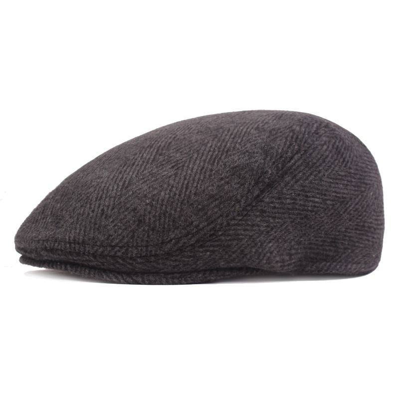 Herringbone Beret Simple Cap For Menn Og Kvinner Høst Og Vinter Lue Gammel Mann Lue