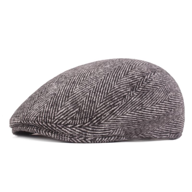 Herringbone Beret Simple Cap For Menn Og Kvinner Høst Og Vinter Lue Gammel Mann Lue