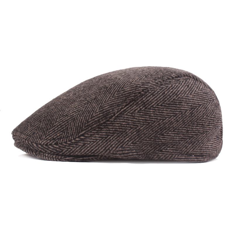 Herringbone Beret Simple Cap For Menn Og Kvinner Høst Og Vinter Lue Gammel Mann Lue