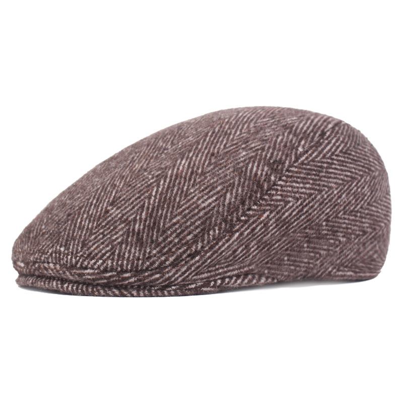 Herringbone Beret Simple Cap For Menn Og Kvinner Høst Og Vinter Lue Gammel Mann Lue