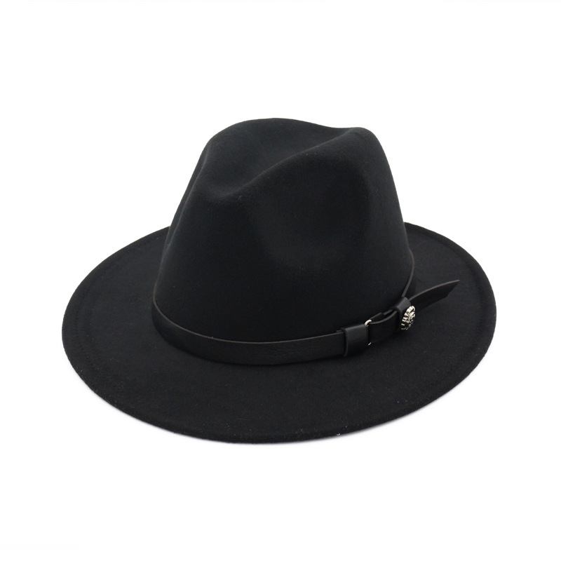 Jazz Flat Brim Filt Rett Brem Hat