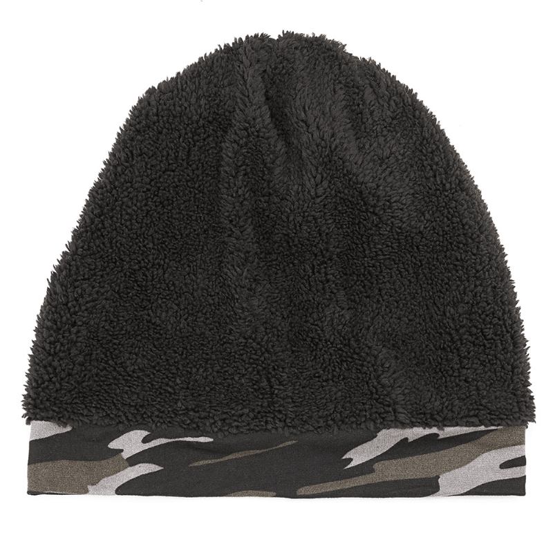 Kamuflasje For Menn Vinter Pluss Velvet Varm Slouchy Beanie Lue Fritids Øreklokker I Pluss Størrelse Skull Cap