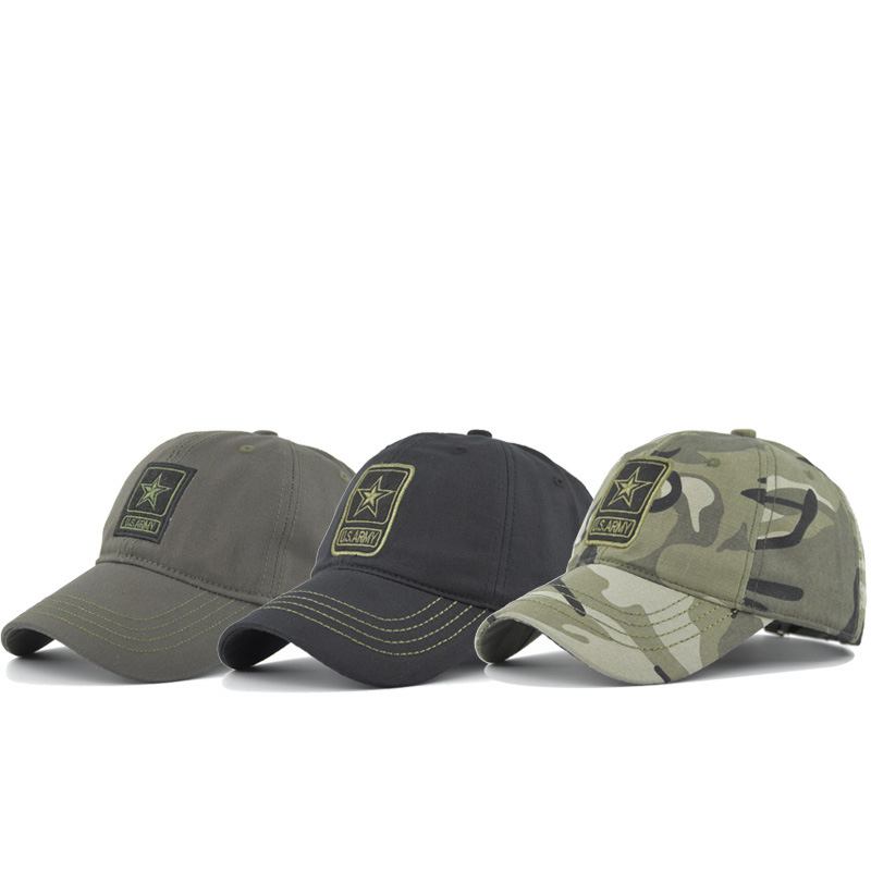 Kamuflasjebaseballcaps For Menn U.s. Army Brodert Pentagram Cap Solhatt Vår Og Høst Lerret