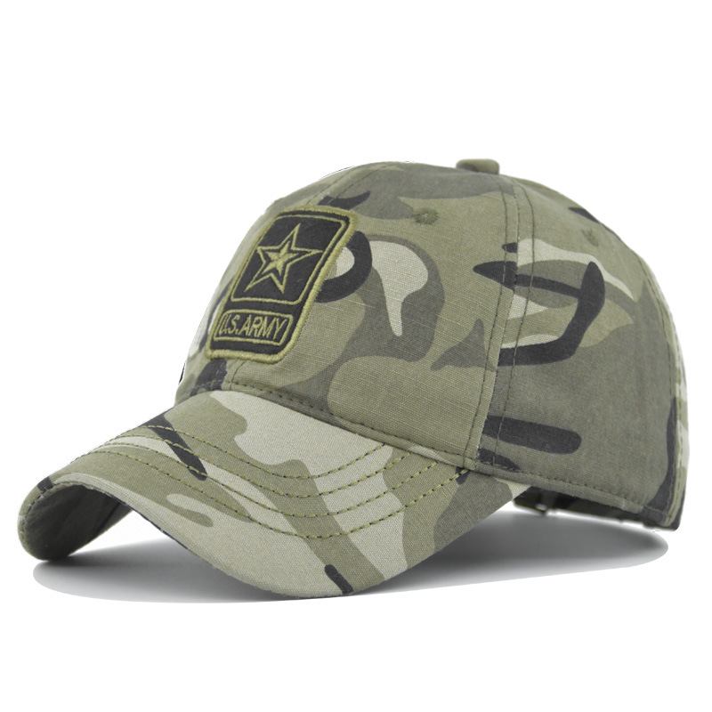 Kamuflasjebaseballcaps For Menn U.s. Army Brodert Pentagram Cap Solhatt Vår Og Høst Lerret