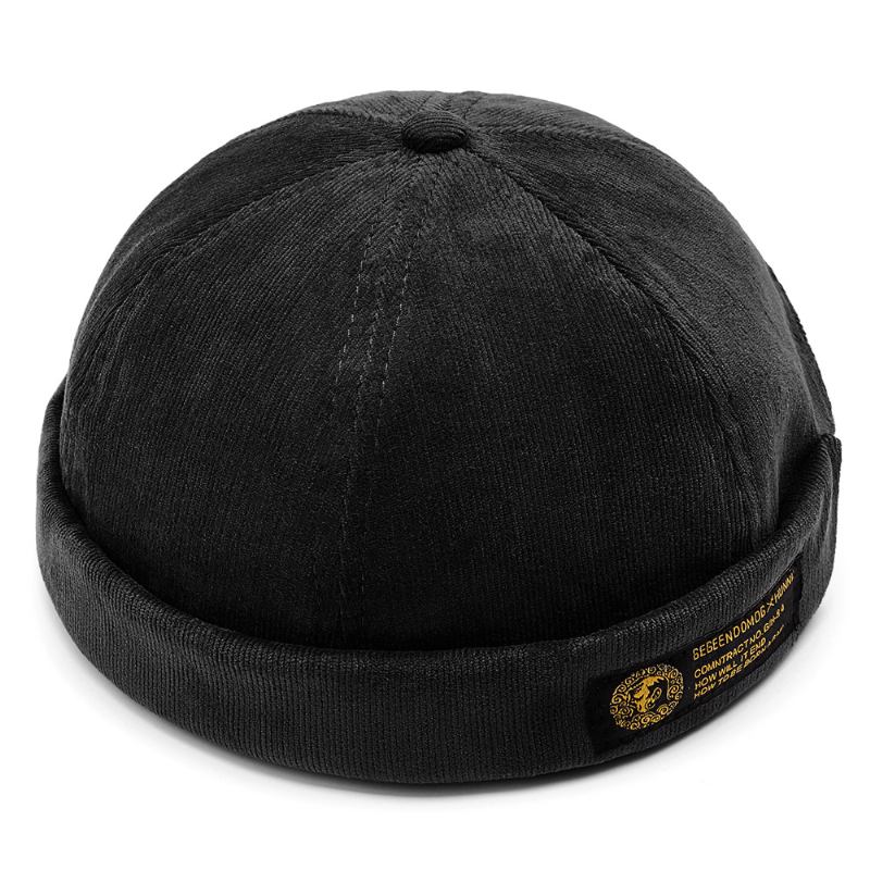 Kordfløyel Justerbar Solid Fransk Brimless Hat Retro Skullcap Sailor Cap