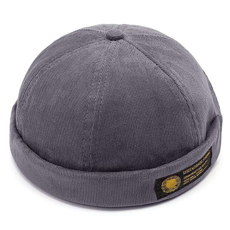 Kordfløyel Justerbar Solid Fransk Brimless Hat Retro Skullcap Sailor Cap