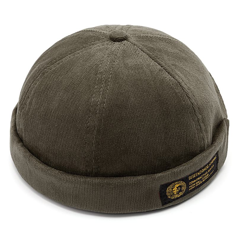 Kordfløyel Justerbar Solid Fransk Brimless Hat Retro Skullcap Sailor Cap