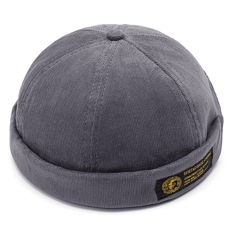 Kordfløyel Justerbar Solid Fransk Brimless Hat Retro Skullcap Sailor Cap