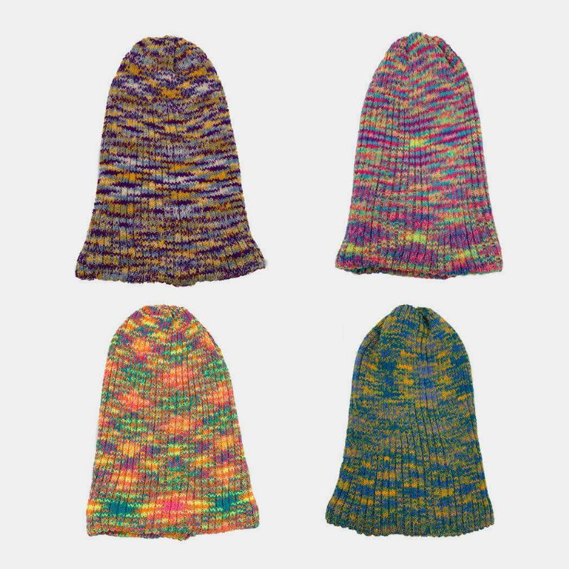 Kvinner Blandet Farge Varm Fritids Brimless Beanie Strikket Lue Toque Hat