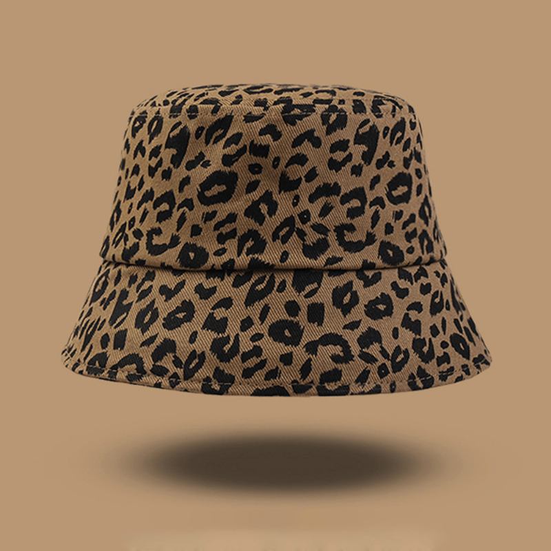 Kvinner Bomull Leopard Mønster Med Trykk Mote All-match Sunscreen Bucket Hat