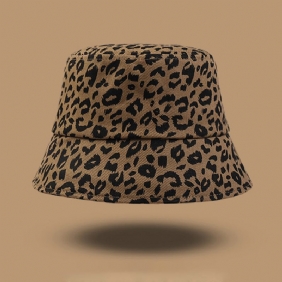 Kvinner Bomull Leopard Mønster Med Trykk Mote All-match Sunscreen Bucket Hat