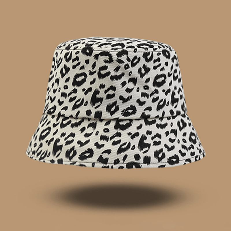 Kvinner Bomull Leopard Mønster Med Trykk Mote All-match Sunscreen Bucket Hat