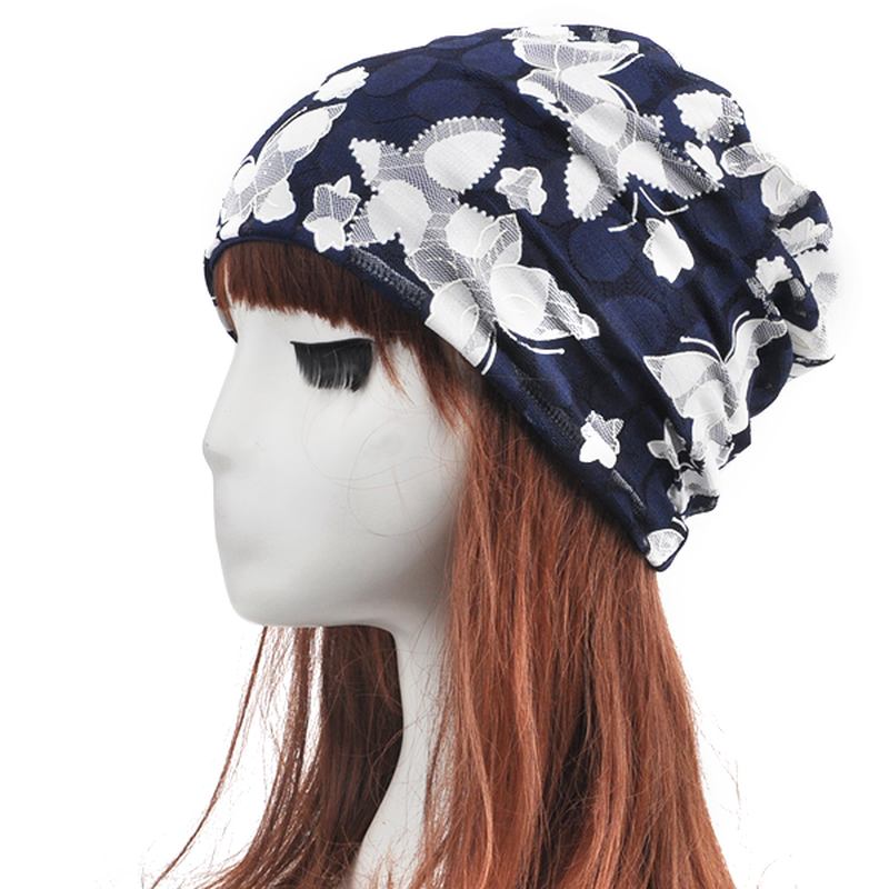 Kvinner Lace Jacquard Pustende Skullies Beanie Hat Fritids Cotton Gravid Hat