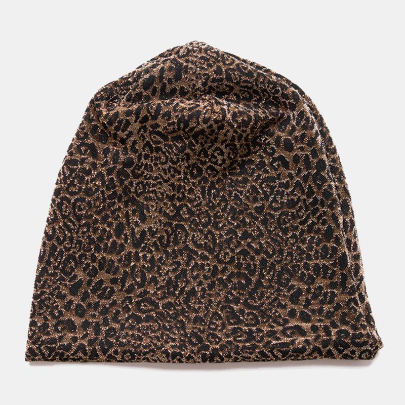 Kvinner Leopardmønster Elastisk Baotou-lue Sommer Høst Utendørs Solskjerm Pustende Justerbar Skull Hat Beanie Hat