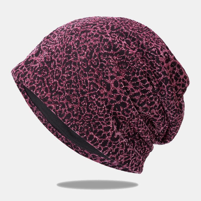 Kvinner Leopardmønster Elastisk Baotou-lue Sommer Høst Utendørs Solskjerm Pustende Justerbar Skull Hat Beanie Hat