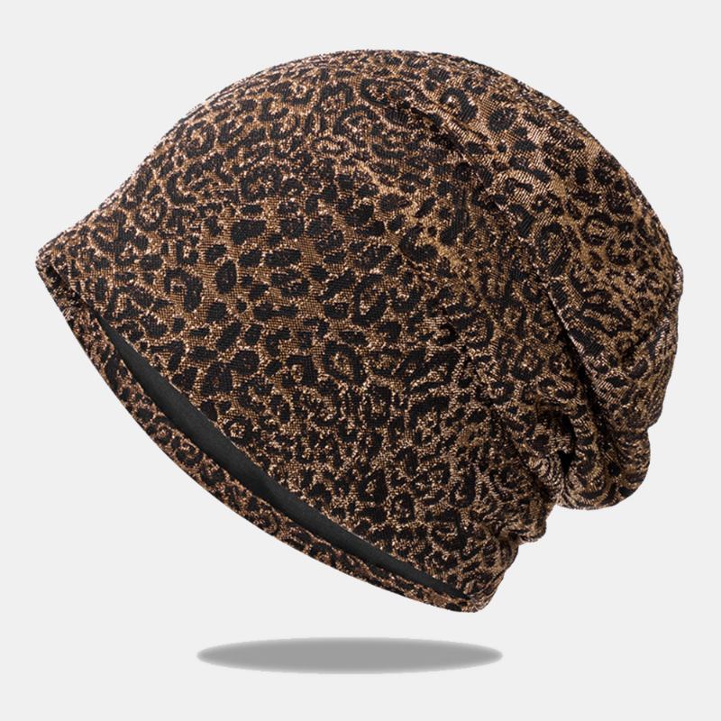 Kvinner Leopardmønster Elastisk Baotou-lue Sommer Høst Utendørs Solskjerm Pustende Justerbar Skull Hat Beanie Hat