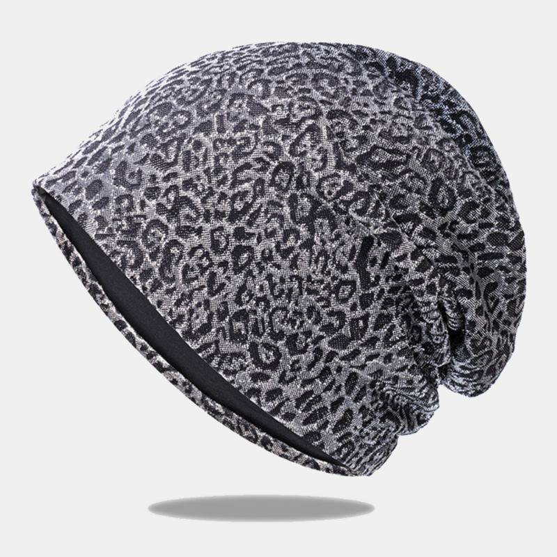 Kvinner Leopardmønster Elastisk Baotou-lue Sommer Høst Utendørs Solskjerm Pustende Justerbar Skull Hat Beanie Hat