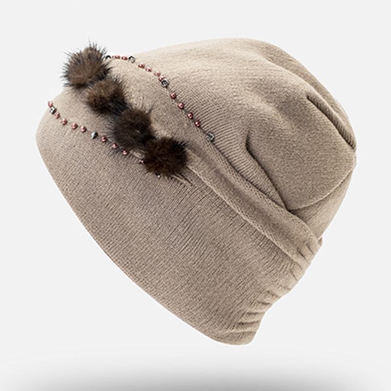 Kvinner Outdoor Vinter Thicken Ski Beanie Cap Øreklokker Fleksibel Strikket Lue