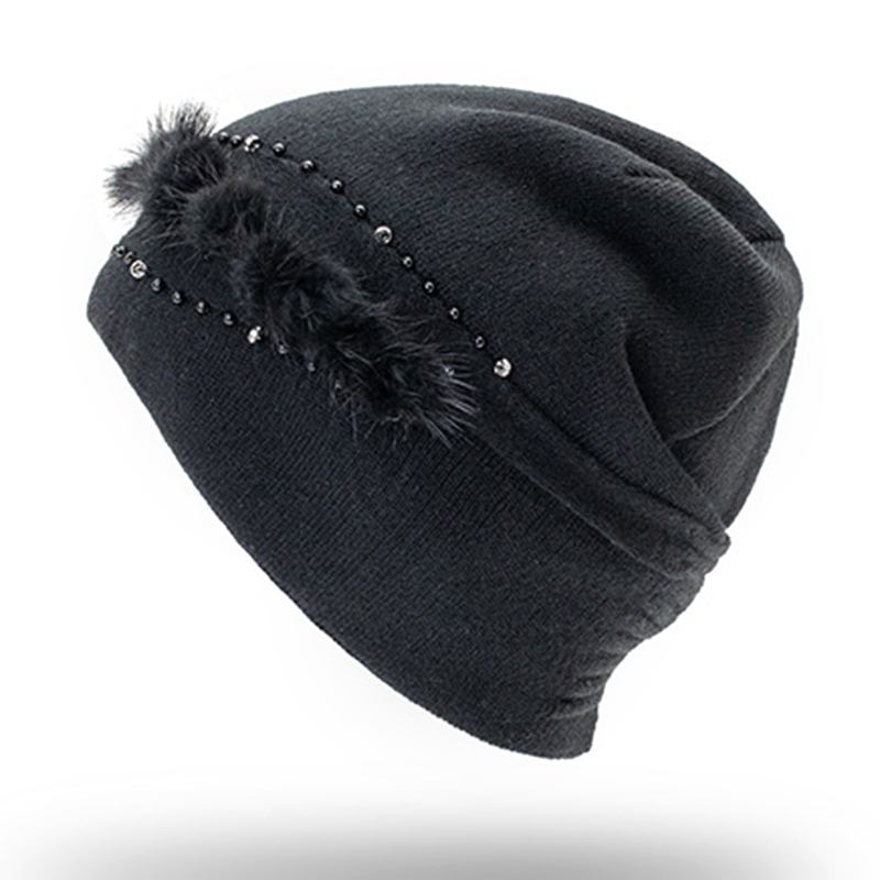 Kvinner Outdoor Vinter Thicken Ski Beanie Cap Øreklokker Fleksibel Strikket Lue