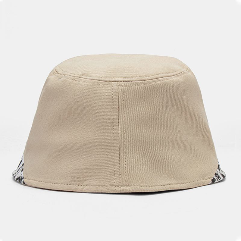 Kvinner Patchwork Leopardmønster Med Trykk Solhatt Bomull Mote All-match Sunscreen Bucket Hat