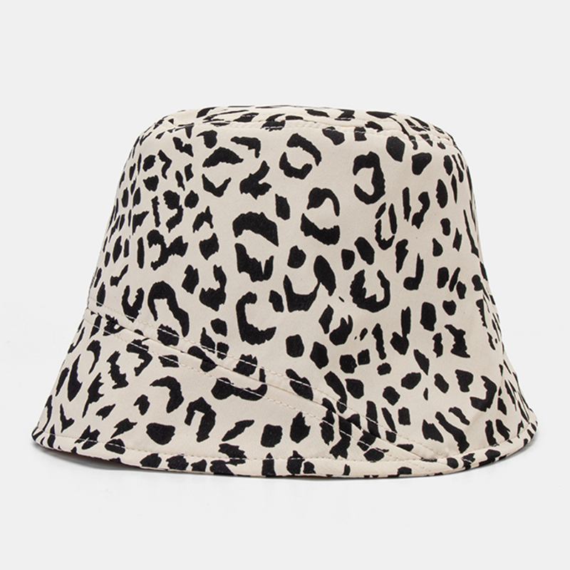 Kvinner Patchwork Leopardmønster Med Trykk Solhatt Bomull Mote All-match Sunscreen Bucket Hat