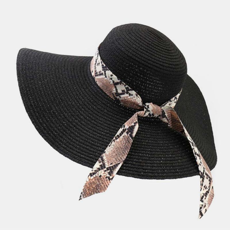 Kvinner Solkrem Ferie Strand Wild Brim Sun Hat Elegant Stilig Bowknot Stråhatt