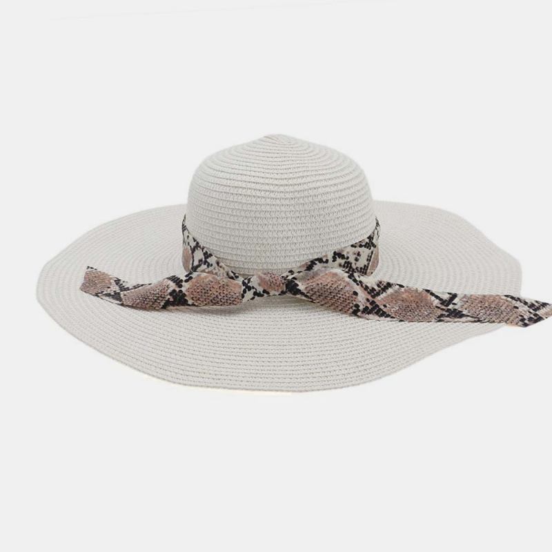 Kvinner Solkrem Ferie Strand Wild Brim Sun Hat Elegant Stilig Bowknot Stråhatt