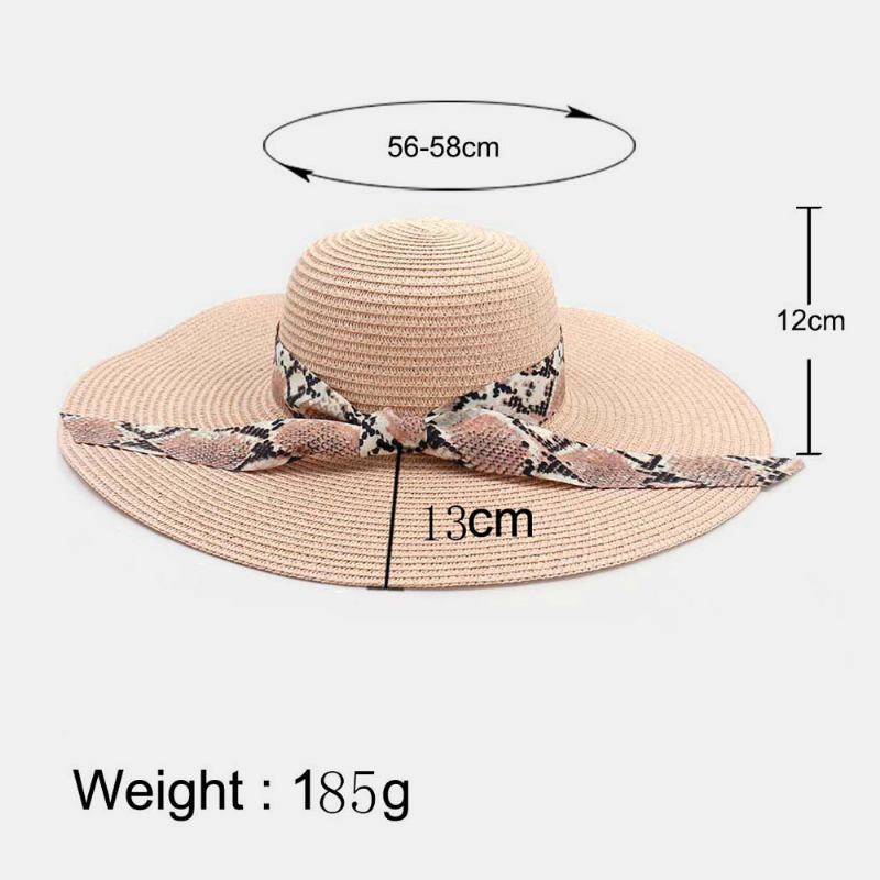 Kvinner Solkrem Ferie Strand Wild Brim Sun Hat Elegant Stilig Bowknot Stråhatt