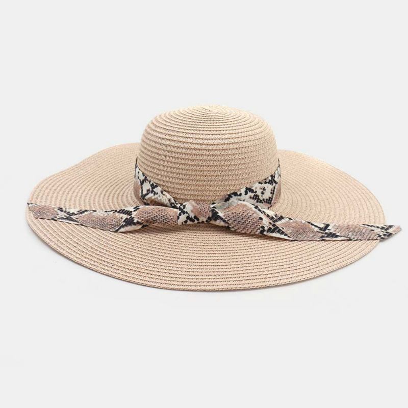 Kvinner Solkrem Ferie Strand Wild Brim Sun Hat Elegant Stilig Bowknot Stråhatt