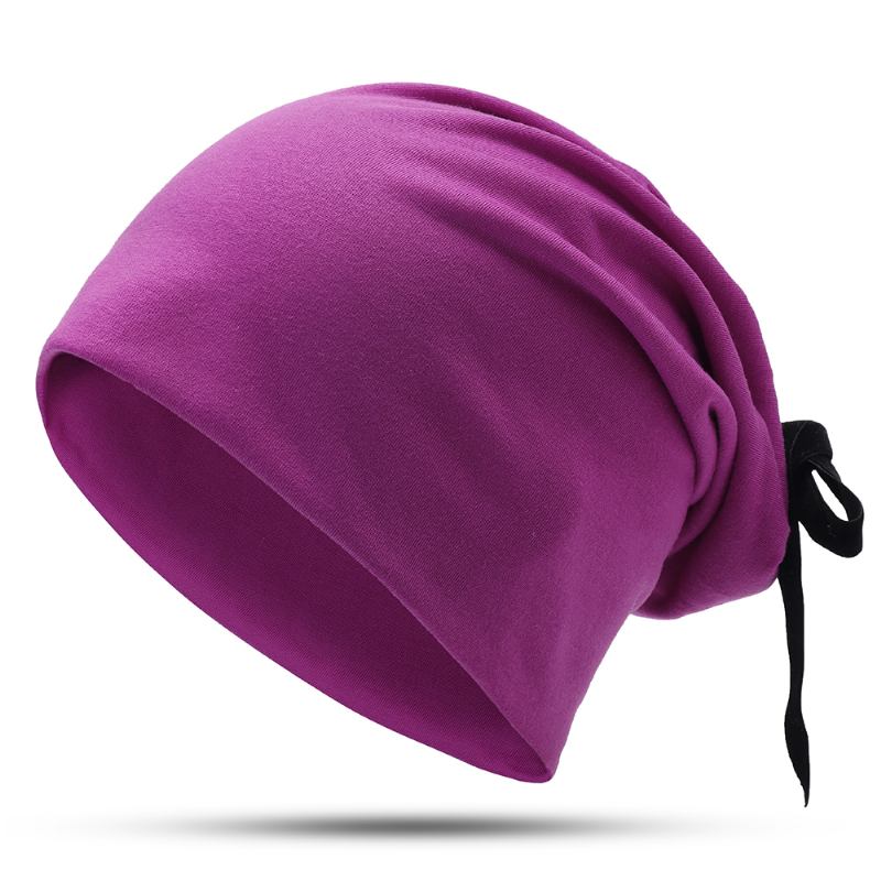 Kvinner Sommer Ensfarget Turban Hat Fritids Bow Skullcap Beanie Caps