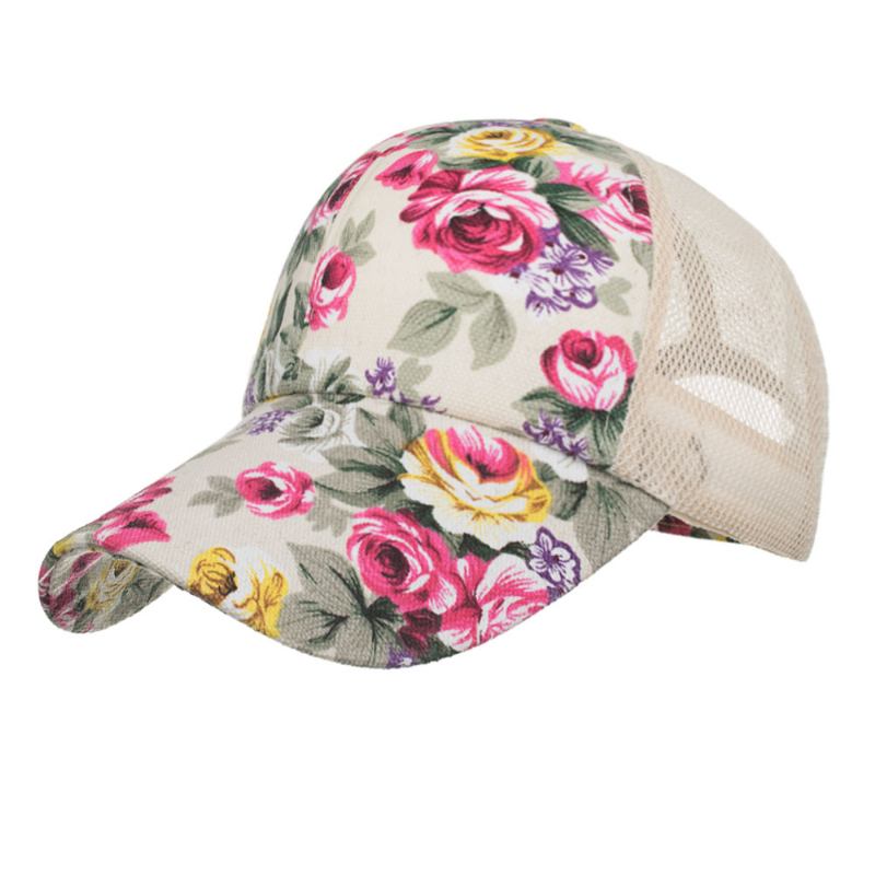 Kvinner Sommer Utendørs Med Trykk Pustende Mesh Baseball Cap Uformell Justerbar Visir Hat