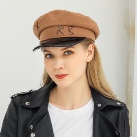 Kvinner Ull Flat Hats Navy Hat Britisk Stil Kjede Åttekantet Hat Beret