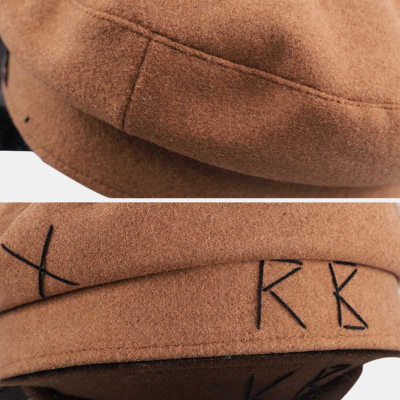 Kvinner Ull Flat Hats Navy Hat Britisk Stil Kjede Åttekantet Hat Beret