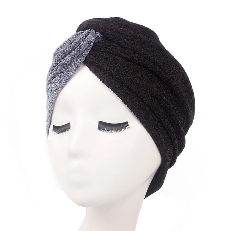 Kvinner Vintage Muslim Polyester Krysset Kjemisk Turban Hat Fritids Stripe Beanie Cap