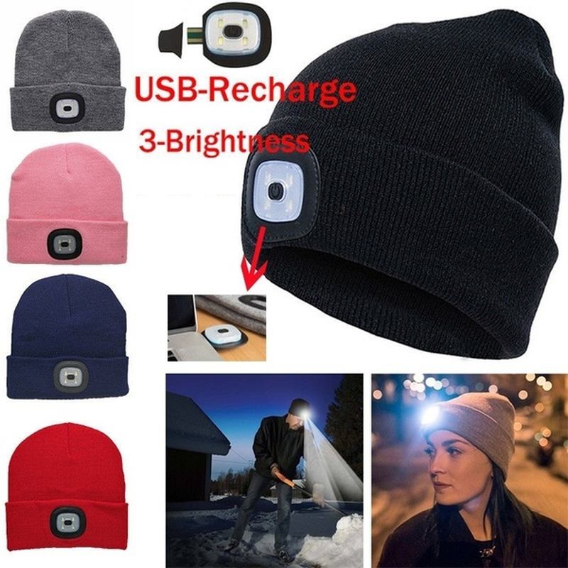 Led Light Beanie Hat Strikket Cap Jogging Nattvandring