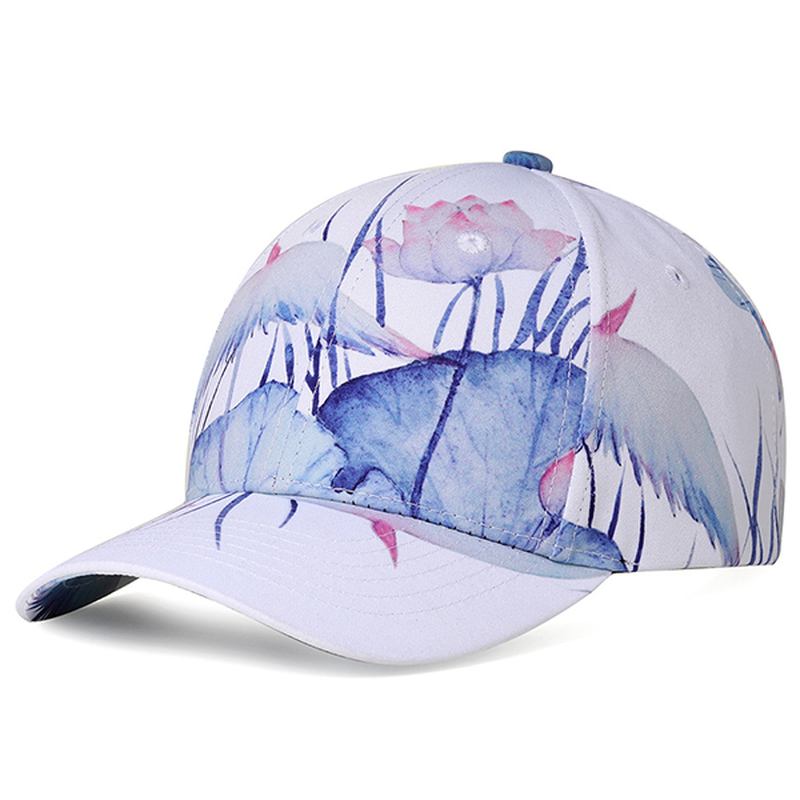 Lotus Med Trykk Graffiti Baseball Caps Outdoor Visir Hat