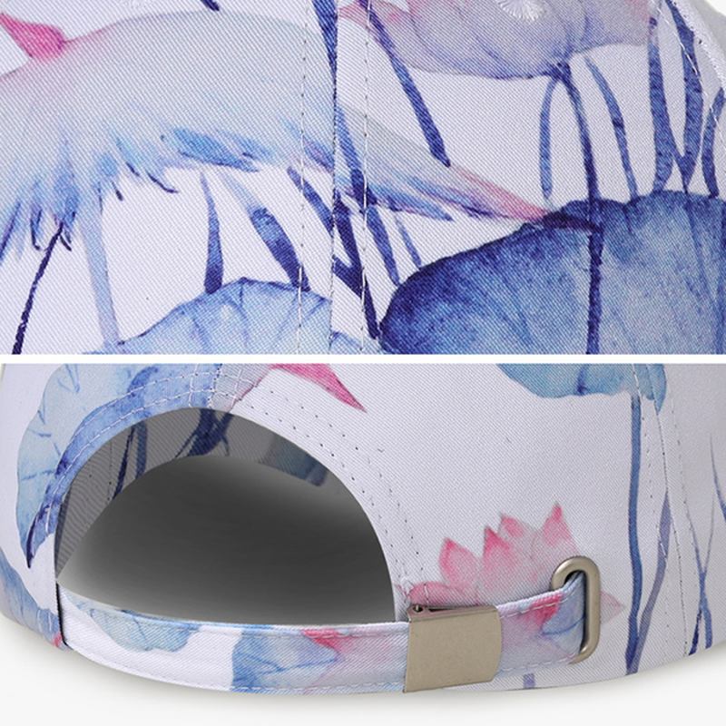 Lotus Med Trykk Graffiti Baseball Caps Outdoor Visir Hat