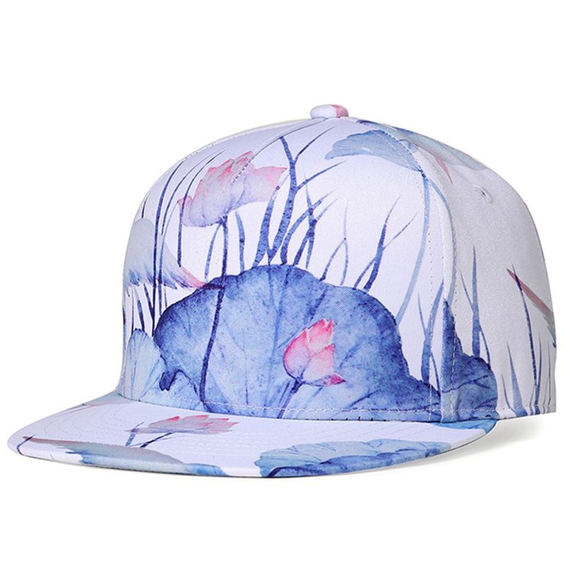 Lotus Med Trykk Graffiti Baseball Caps Outdoor Visir Hat