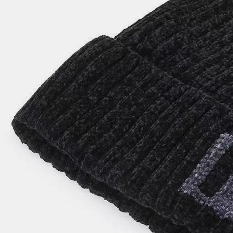 Menn Bokstavmønster Høst Vinter Ørebeskyttelse Kjølig Beskyttelse Strikkelue Elastic Thicken Plus Velvet Warm Hat Beanie Hat