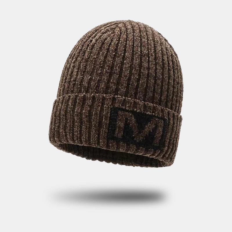 Menn Bokstavmønster Høst Vinter Ørebeskyttelse Kjølig Beskyttelse Strikkelue Elastic Thicken Plus Velvet Warm Hat Beanie Hat