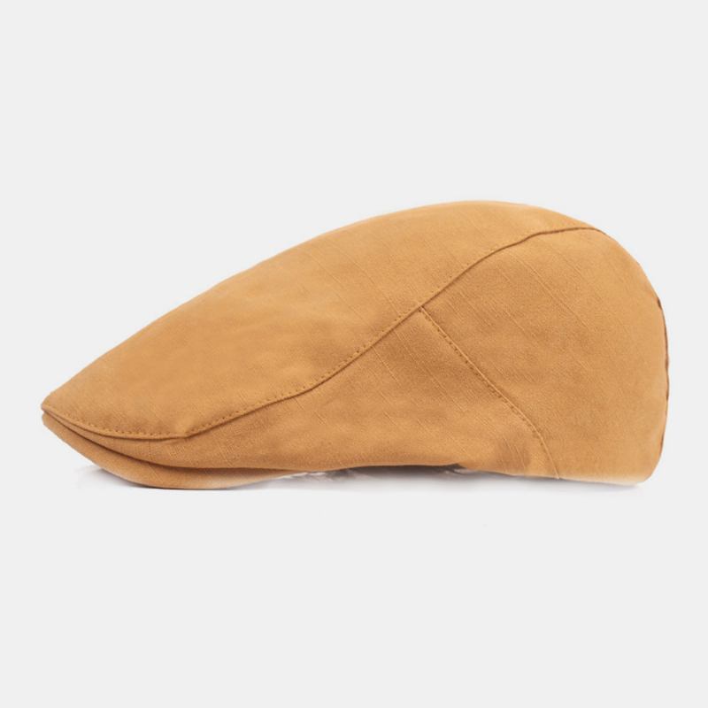 Menn Bomull Beret Cap Ensfarge Justerbar Fritids Retro Solskjerming Forover Cap Flat Hat