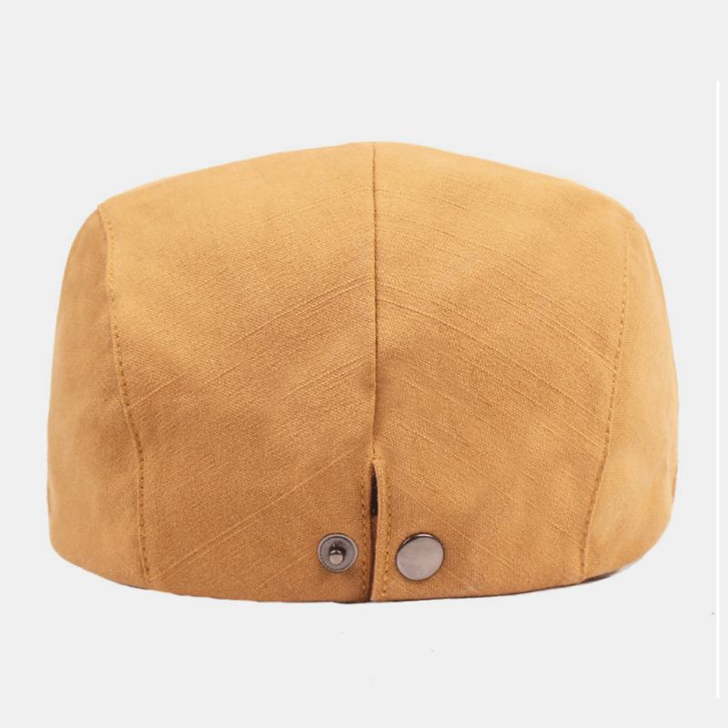 Menn Bomull Beret Cap Ensfarge Justerbar Fritids Retro Solskjerming Forover Cap Flat Hat