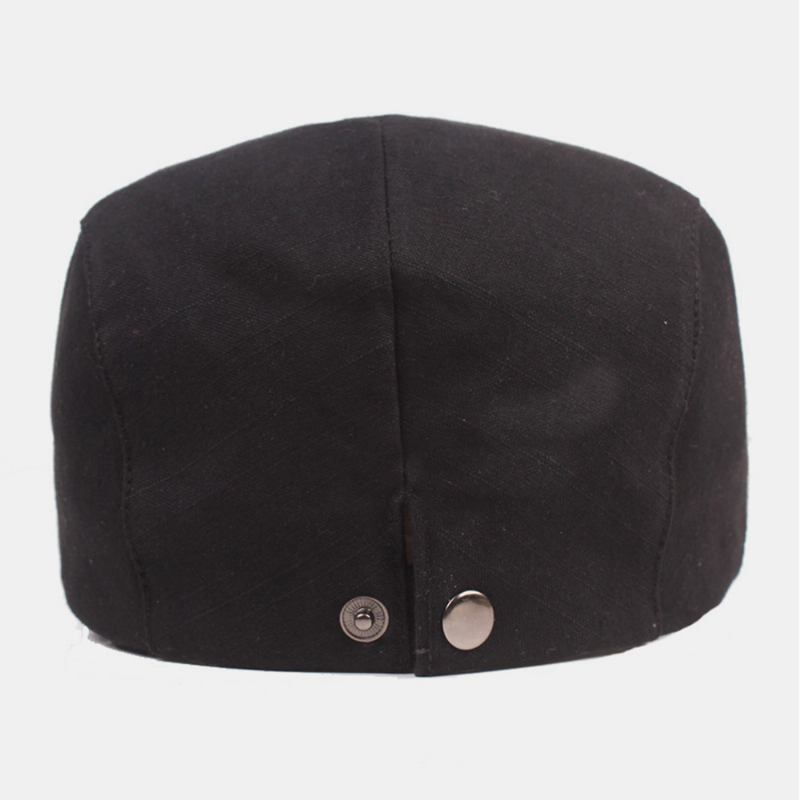 Menn Bomull Beret Cap Ensfarge Justerbar Fritids Retro Solskjerming Forover Cap Flat Hat