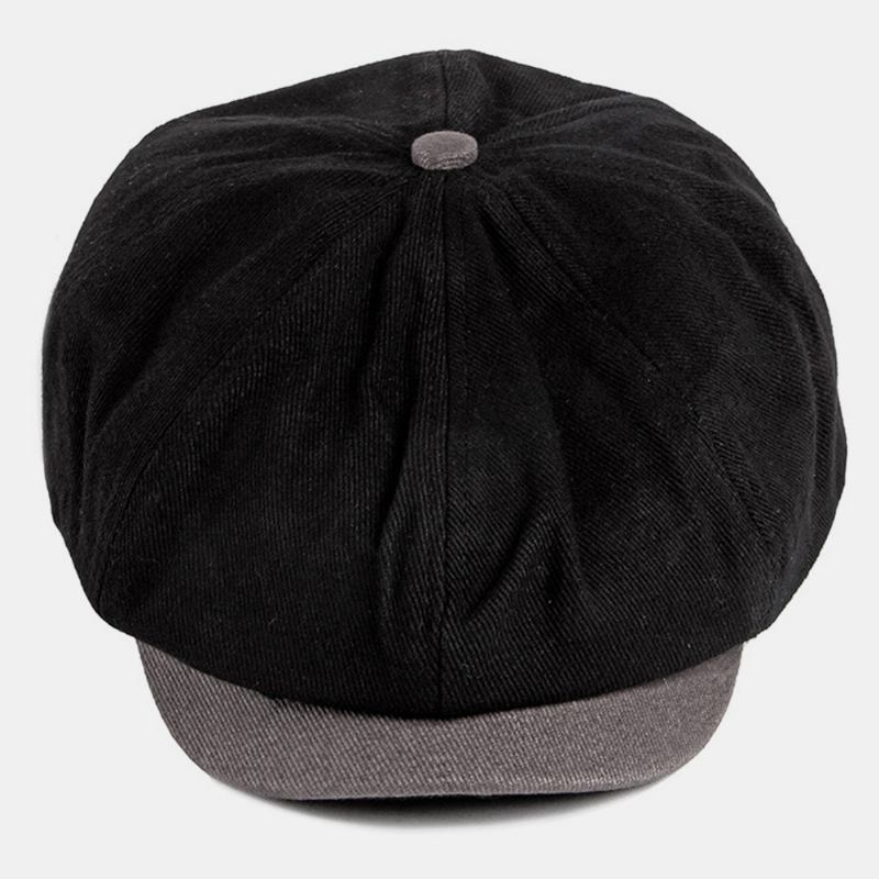 Menn Bomull Britisk Stil Gatetrend Kontrastfarge Outdoot Solvisor Forward Hat Beret Hat Octagonal Hat