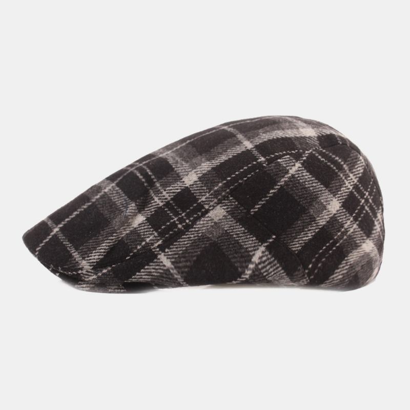 Menn Bomull Gittermønster Tykk Varme Uformell Forward Hat Beret Flat Cap