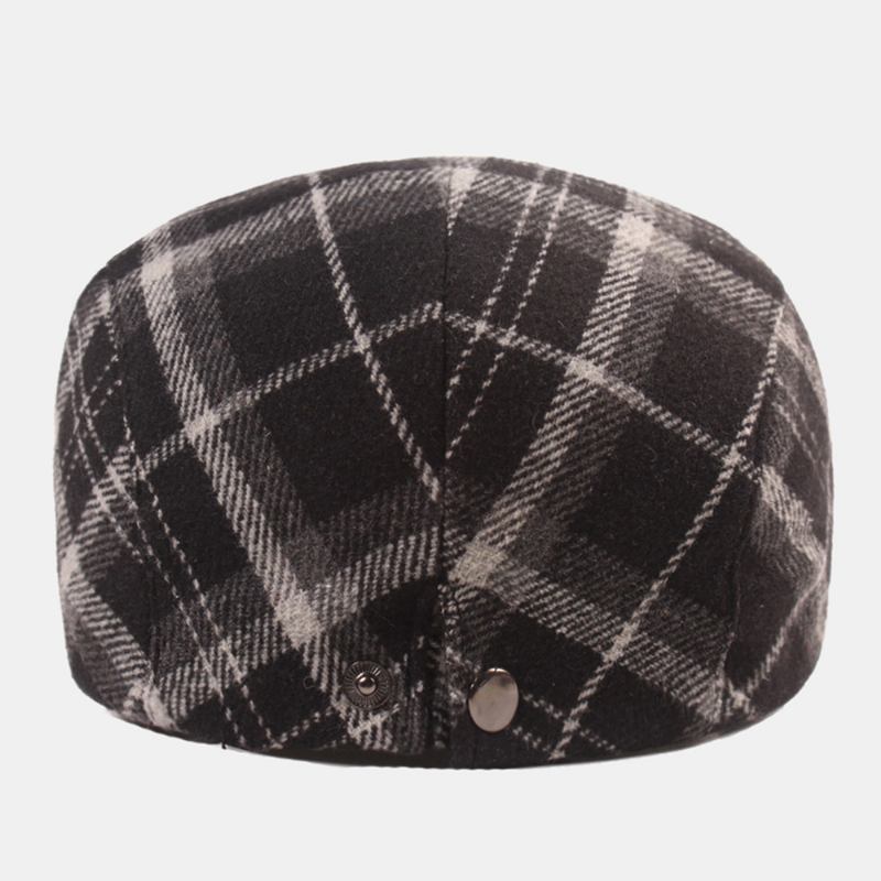 Menn Bomull Gittermønster Tykk Varme Uformell Forward Hat Beret Flat Cap