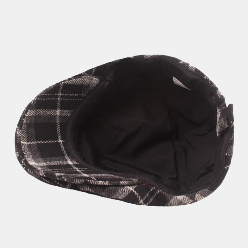 Menn Bomull Gittermønster Tykk Varme Uformell Forward Hat Beret Flat Cap