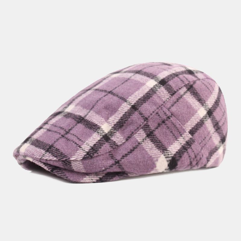 Menn Bomull Gittermønster Tykk Varme Uformell Forward Hat Beret Flat Cap