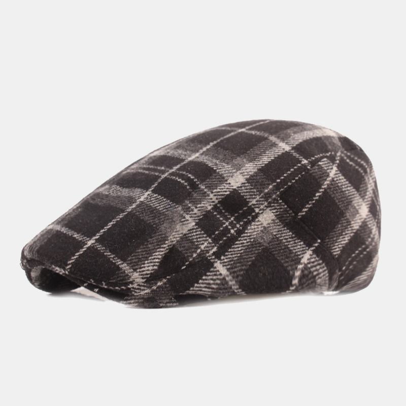 Menn Bomull Gittermønster Tykk Varme Uformell Forward Hat Beret Flat Cap